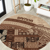 Samoa Mamanu Siapo Mocha Round Carpet Tatau Malie