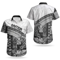 Samoa Mamanu Siapo Classic Black Couples Matching Off Shoulder Maxi Dress and Hawaiian Shirt Tatau Malie