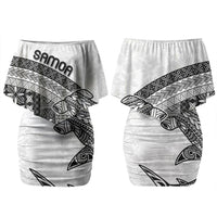 Samoa Mamanu Siapo Classic Black Couples Matching Off Shoulder Short Dress and Long Sleeve Button Shirt Tatau Malie