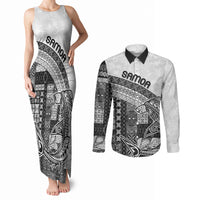 Samoa Mamanu Siapo Classic Black Couples Matching Tank Maxi Dress and Long Sleeve Button Shirt Tatau Malie