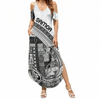 Samoa Mamanu Siapo Classic Black Summer Maxi Dress Tatau Malie