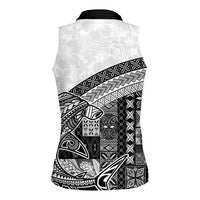 Samoa Mamanu Siapo Classic Black Women Sleeveless Polo Shirt Tatau Malie