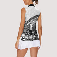 Samoa Mamanu Siapo Classic Black Women Sleeveless Polo Shirt Tatau Malie