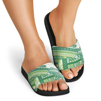 Samoa Mamanu Siapo Forest Green Slide Sandals Tatau Malie