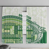 Samoa Mamanu Siapo Forest Green Window Curtain Tatau Malie