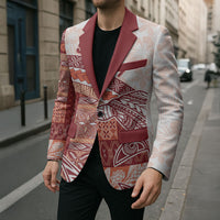 Samoa Mamanu Siapo Crimson Blazer Tatau Malie