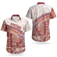 Samoa Mamanu Siapo Crimson Couples Matching Off Shoulder Maxi Dress and Hawaiian Shirt Tatau Malie