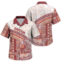 Samoa Mamanu Siapo Crimson Family Matching Short Sleeve Bodycon Dress and Hawaiian Shirt Tatau Malie LT7 Son's Shirt Red - Polynesian Pride