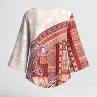 Samoa Mamanu Siapo Crimson Kimono Sleeve Blouse Tatau Malie