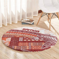Samoa Mamanu Siapo Crimson Round Carpet Tatau Malie