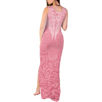 Personalised New Zealand Tank Maxi Dress Pink Ribbon Tattoo Mix Silver Fern LT7 - Polynesian Pride