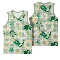 Aloha Hawaii Paniolo Mint Palaka Basketball Jersey Coastal Rodeo - Polynesian Pride