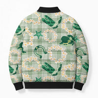 Aloha Hawaii Paniolo Mint Palaka Bomber Puffer Jacket Coastal Rodeo - Polynesian Pride