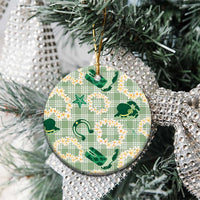 Aloha Hawaii Paniolo Mint Palaka Ceramic Ornament Coastal Rodeo - Polynesian Pride