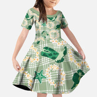 Aloha Hawaii Paniolo Mint Palaka Family Matching Short Sleeve Bodycon Dress and Hawaiian Shirt Coastal Rodeo - Polynesian Pride