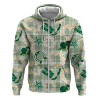 Aloha Hawaii Paniolo Mint Palaka Hoodie Coastal Rodeo - Polynesian Pride