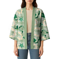 Aloha Hawaii Paniolo Mint Palaka Kimono Coastal Rodeo - Polynesian Pride