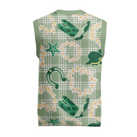 Aloha Hawaii Paniolo Mint Palaka Christmas Knitted V-Neck Vest Coastal Rodeo - Polynesian Pride