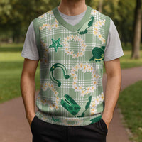 Aloha Hawaii Paniolo Mint Palaka Christmas Knitted V-Neck Vest Coastal Rodeo - Polynesian Pride