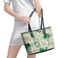 Aloha Hawaii Paniolo Mint Palaka Leather Tote Bag Coastal Rodeo - Polynesian Pride