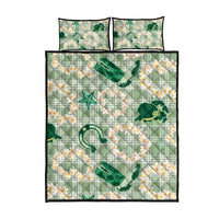 Aloha Hawaii Paniolo Mint Palaka Quilt Bed Set Coastal Rodeo - Polynesian Pride