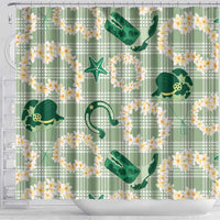 Aloha Hawaii Paniolo Mint Palaka Shower Curtain Coastal Rodeo - Polynesian Pride