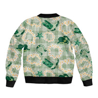 Aloha Hawaii Paniolo Mint Palaka Sleeve Zip Bomber Jacket Coastal Rodeo - Polynesian Pride