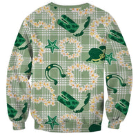 Aloha Hawaii Paniolo Mint Palaka Sweatshirt Coastal Rodeo - Polynesian Pride