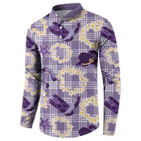 Aloha Hawaii Paniolo Lavender Palaka Button Sweatshirt Coastal Rodeo - Polynesian Pride