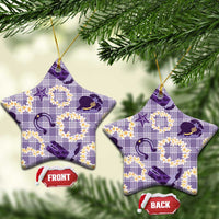 Aloha Hawaii Paniolo Lavender Palaka Ceramic Ornament Coastal Rodeo - Polynesian Pride