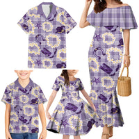 Aloha Hawaii Paniolo Lavender Palaka Family Matching Mermaid Dress and Hawaiian Shirt Coastal Rodeo - Polynesian Pride
