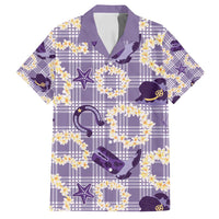 Aloha Hawaii Paniolo Lavender Palaka Family Matching Puletasi and Hawaiian Shirt Coastal Rodeo - Polynesian Pride