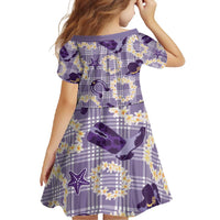Aloha Hawaii Paniolo Lavender Palaka Family Matching Short Sleeve Bodycon Dress and Hawaiian Shirt Coastal Rodeo - Polynesian Pride