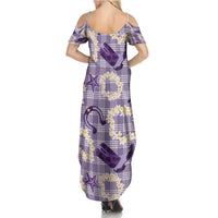 Aloha Hawaii Paniolo Lavender Palaka Family Matching Summer Maxi Dress and Hawaiian Shirt Coastal Rodeo - Polynesian Pride