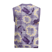 Aloha Hawaii Paniolo Lavender Palaka Christmas Knitted V-Neck Vest Coastal Rodeo - Polynesian Pride