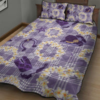 Aloha Hawaii Paniolo Lavender Palaka Quilt Bed Set Coastal Rodeo - Polynesian Pride