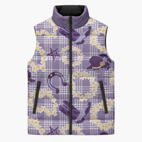 Aloha Hawaii Paniolo Lavender Palaka Sleeveless Puffer Jacket Coastal Rodeo - Polynesian Pride