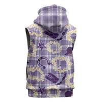 Aloha Hawaii Paniolo Lavender Palaka Sleeveless Zip Hoodie Coastal Rodeo - Polynesian Pride