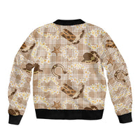 Aloha Hawaii Paniolo Khaki Palaka Bomber Jacket Coastal Rodeo - Polynesian Pride