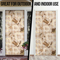 Aloha Hawaii Paniolo Khaki Palaka Door Cover Coastal Rodeo - Polynesian Pride