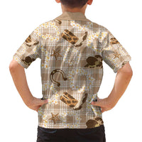 Aloha Hawaii Paniolo Khaki Palaka Family Matching Puletasi and Hawaiian Shirt Coastal Rodeo - Polynesian Pride