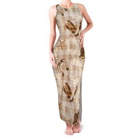 Aloha Hawaii Paniolo Khaki Palaka Family Matching Tank Maxi Dress and Hawaiian Shirt Coastal Rodeo - Polynesian Pride