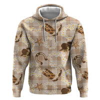 Aloha Hawaii Paniolo Khaki Palaka Hoodie Coastal Rodeo - Polynesian Pride