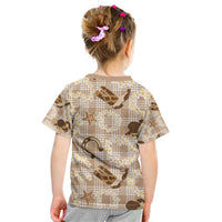 Aloha Hawaii Paniolo Khaki Palaka Kid T Shirt Coastal Rodeo - Polynesian Pride