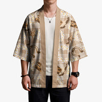 Aloha Hawaii Paniolo Khaki Palaka Kimono Coastal Rodeo - Polynesian Pride