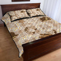 Aloha Hawaii Paniolo Khaki Palaka Quilt Bed Set Coastal Rodeo - Polynesian Pride