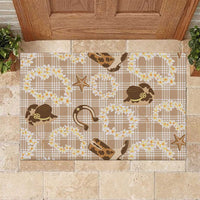 Aloha Hawaii Paniolo Khaki Palaka Rubber Doormat Coastal Rodeo - Polynesian Pride