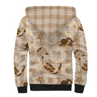 Aloha Hawaii Paniolo Khaki Palaka Sherpa Hoodie Coastal Rodeo - Polynesian Pride