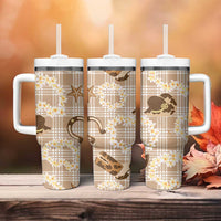 Aloha Hawaii Paniolo Khaki Palaka Tumbler With Handle Coastal Rodeo - Polynesian Pride