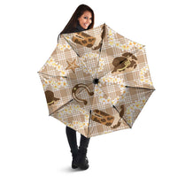 Aloha Hawaii Paniolo Khaki Palaka Umbrella Coastal Rodeo - Polynesian Pride